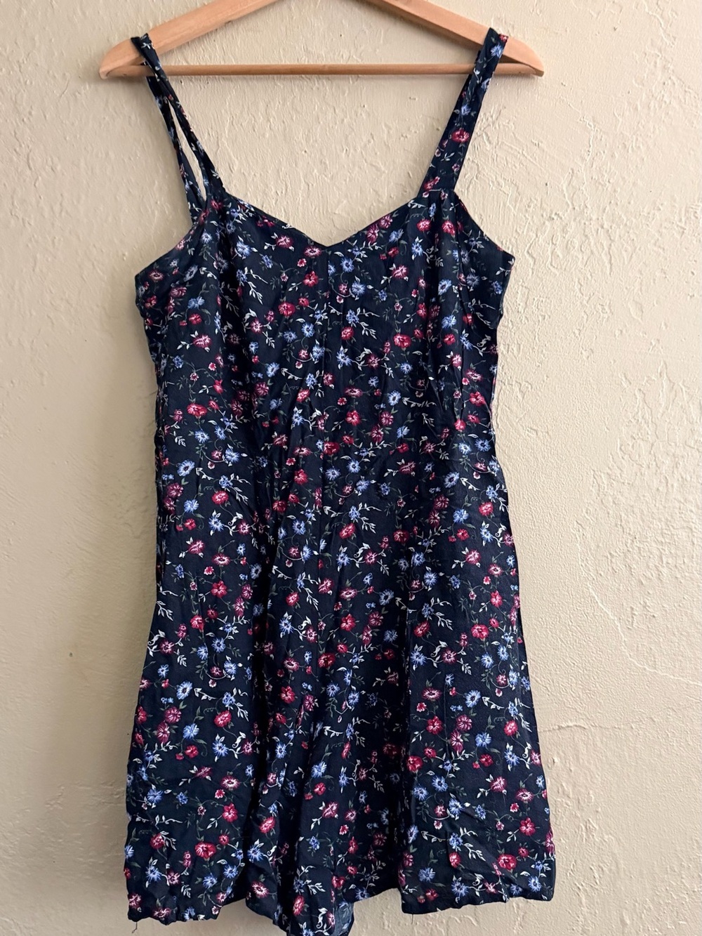 Floral Navy Romper with Spaghetti Straps